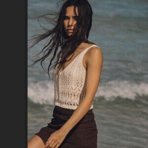 ZARA BUTTONED OPENWORK KNIT TOP